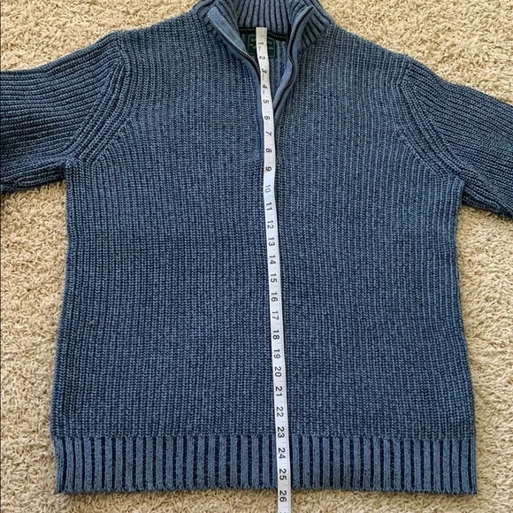 G.H. Bass & Co. Blue Zip Up Sweater with Ribbed Knit - Picture 7 of 11